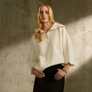 Joseph Ribkoff Oversized Cutaway Dolman Top Size Large Ivory